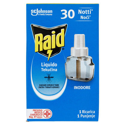 Raid Liquido Elettrico Antizanzare Comuni e Tigre, Ricarica, Inodore, 30 Notti, 21 ml (25583589)