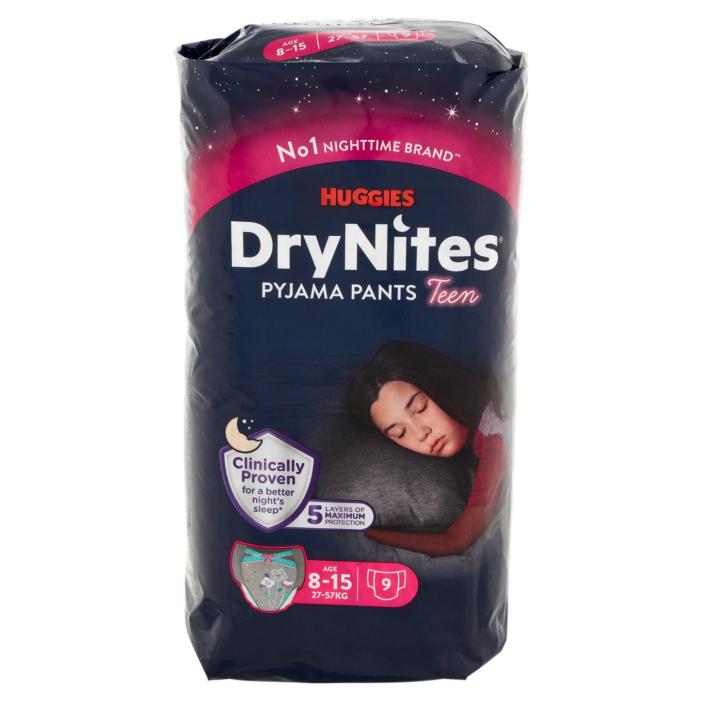 Huggies DryNites Pyjama Pants Teen Age 8-15 27-57 Kg 9 pz