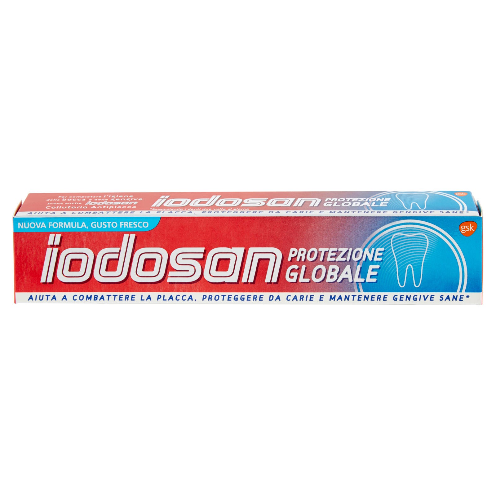 Iodosan Protezione Globale dentifricio con fluoro gengive sane combatte placca e carie 75 ml