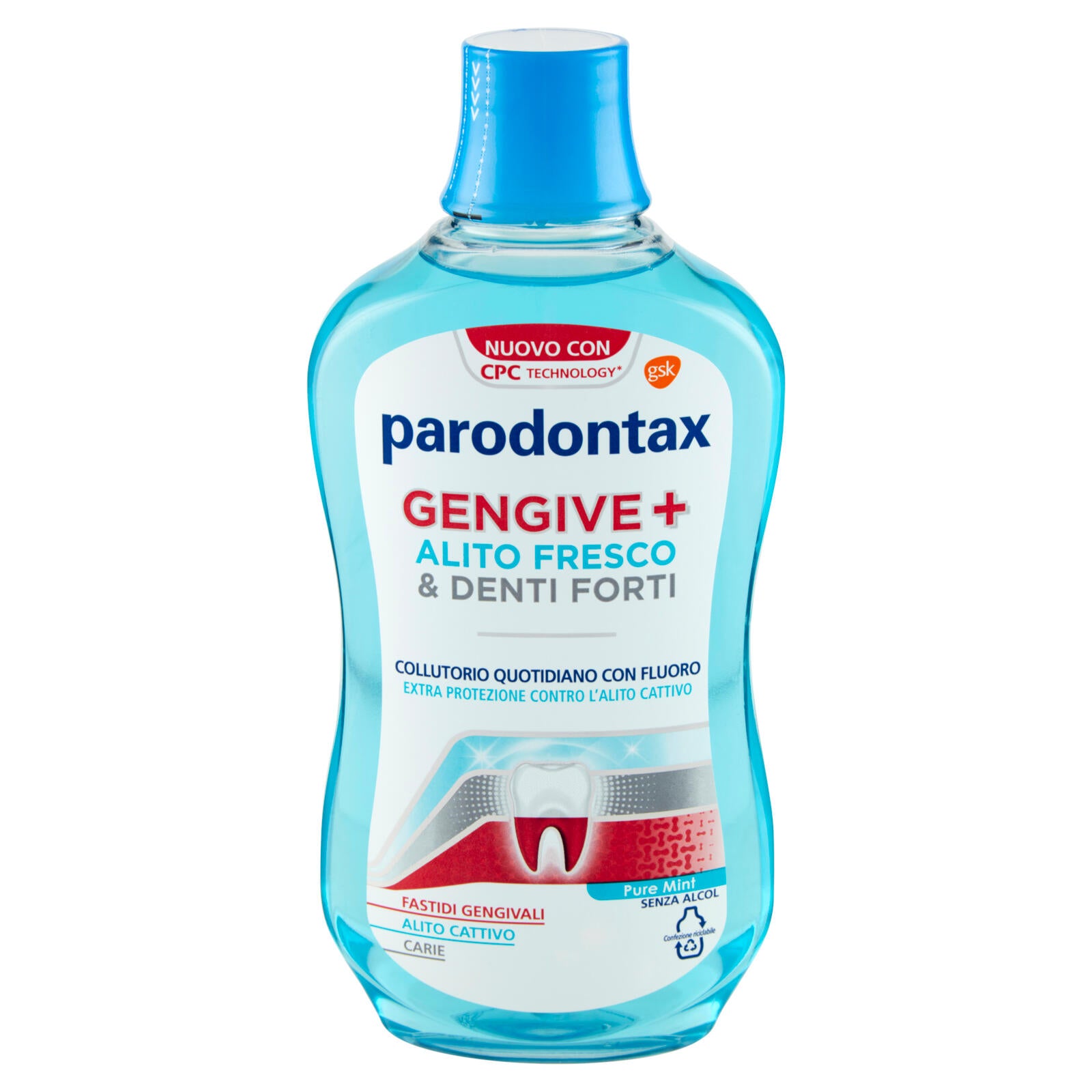 Parodontax Collutorio Gengive+ Alito Fresco & Denti Forti contro Fastidi Gengivali Carie 500 ml