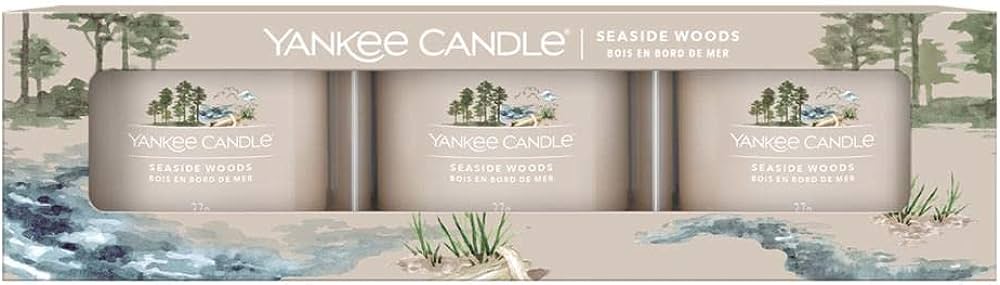 Yankee Candle - Candele votive in vetro - set da 3 - Seaside Woods