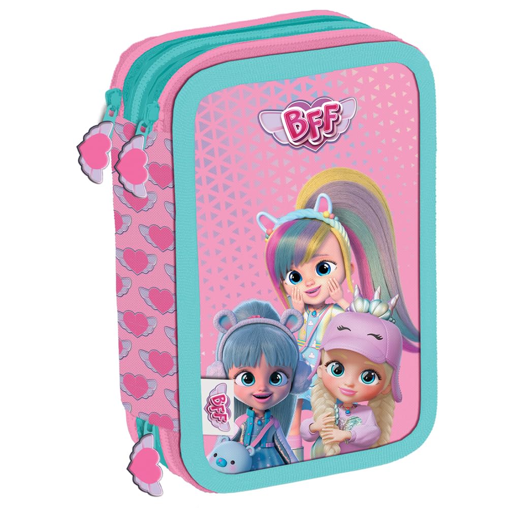 Maricart | Astuccio a Tre Scomparti per Bambina da Scuola Elementare, Astuccio Completo di 44 Pezzi a Tre Zip con Portapenne – BFF by Cry Babies (25534306)