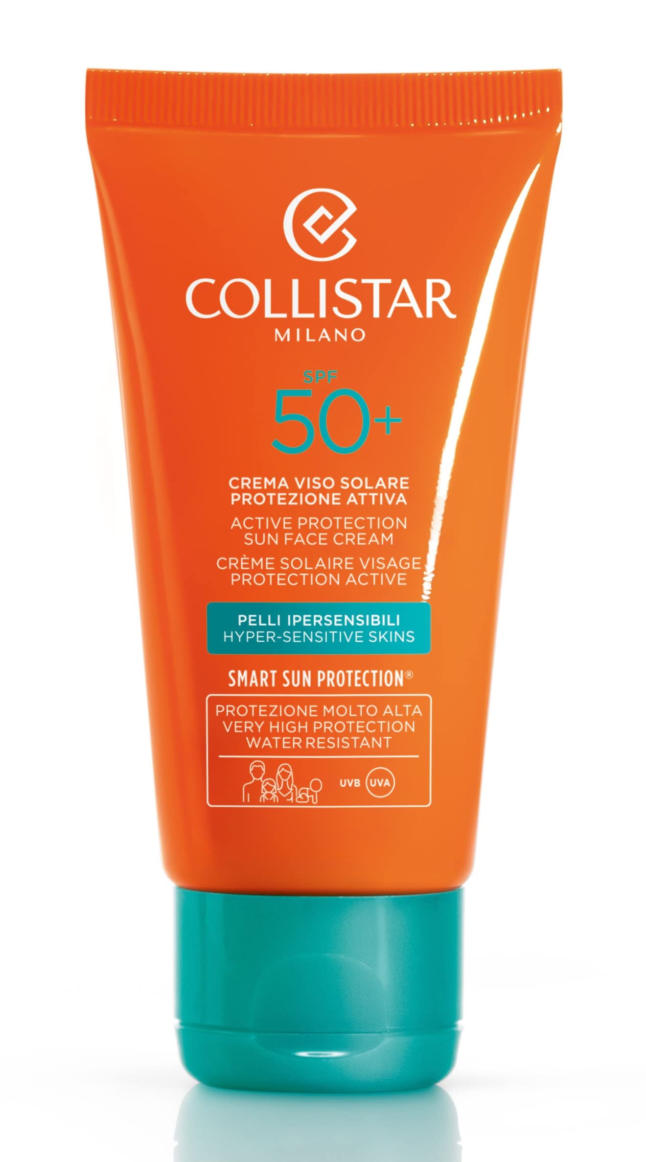 Collistar Crema Viso Solare Protezione Attiva SPF 50+, Prevenzione da rughe e macchie, Ottimo anche per seno, décolleté, mani (25523259)