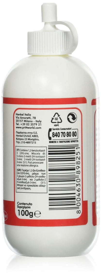 Pritt Colla Vinil Universale, Colla Vinilica, Adesivo Vinilico, Colla per Lavoretti e Fai da te, Indispensabile per Uso Scuola, Cartone, Sughero, Tela, Feltro e Carta da Parati, Colla da 100g (25582540)