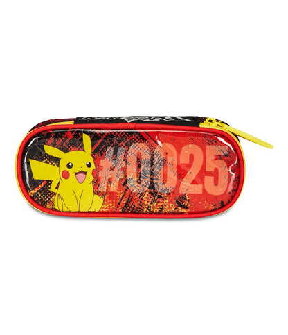Seven Portapenne Scuola ROUND PLUS - POKEMON - PIKACHU - Giallo Rosso - Astuccio Scuola Monozip con Organizer Interno, Passanti Elastici - Accessori Zaino Scuola - Astuccio Bambino (25595538)