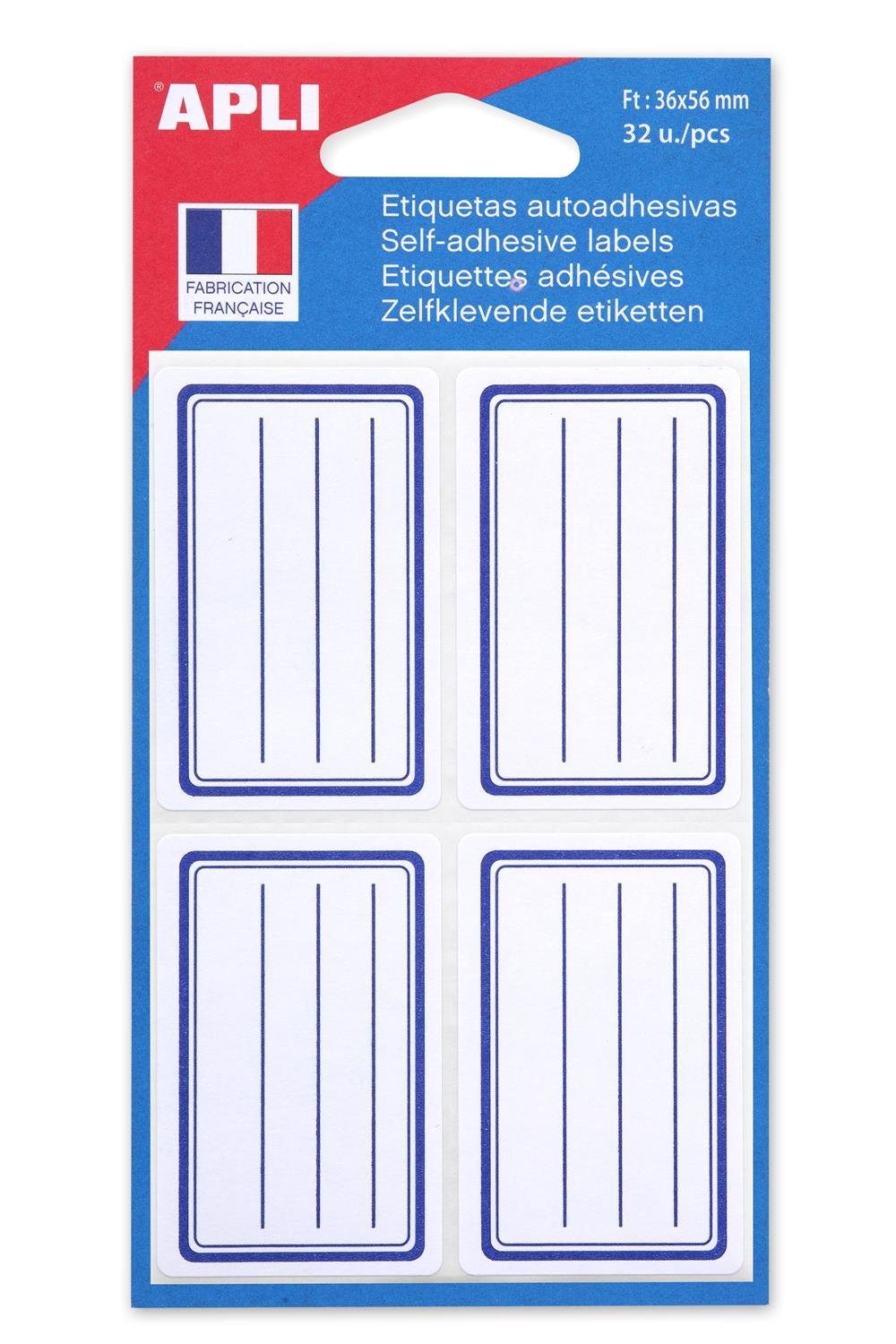Agipa 111977 Etichette per libri, Bianco/Blu, 36 X 56 mm, a righe (25519294)