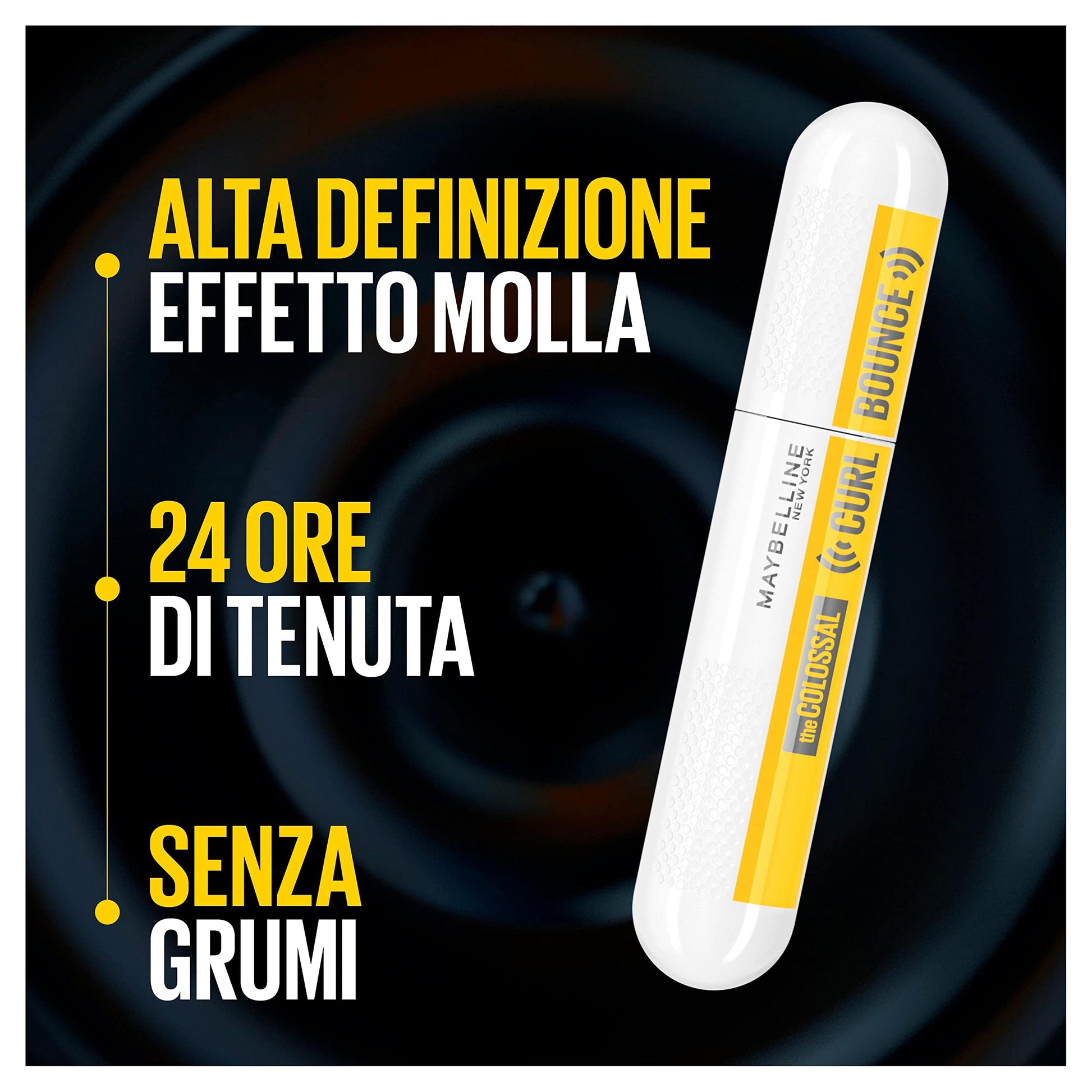Maybelline New York Colossal Curl Bounce Mascara, 24h di Volume Colossale e Lunghezza Estrema, Con Memory Curl per una Curva delle Ciglia che Dura a Lungo, Very Black, 10 ml (25558672)
