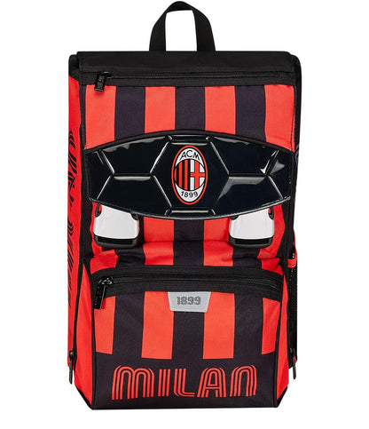 Seven Zaino Scuola Estensibile A.C. MILAN Calcio - PATH OF VICTORY, Nero Rosso - Zaino Doppio Scomparto Sdoppiabile Tramite Zip e Con Tasca Porta Borraccia, Zaino Bambino (25600196)