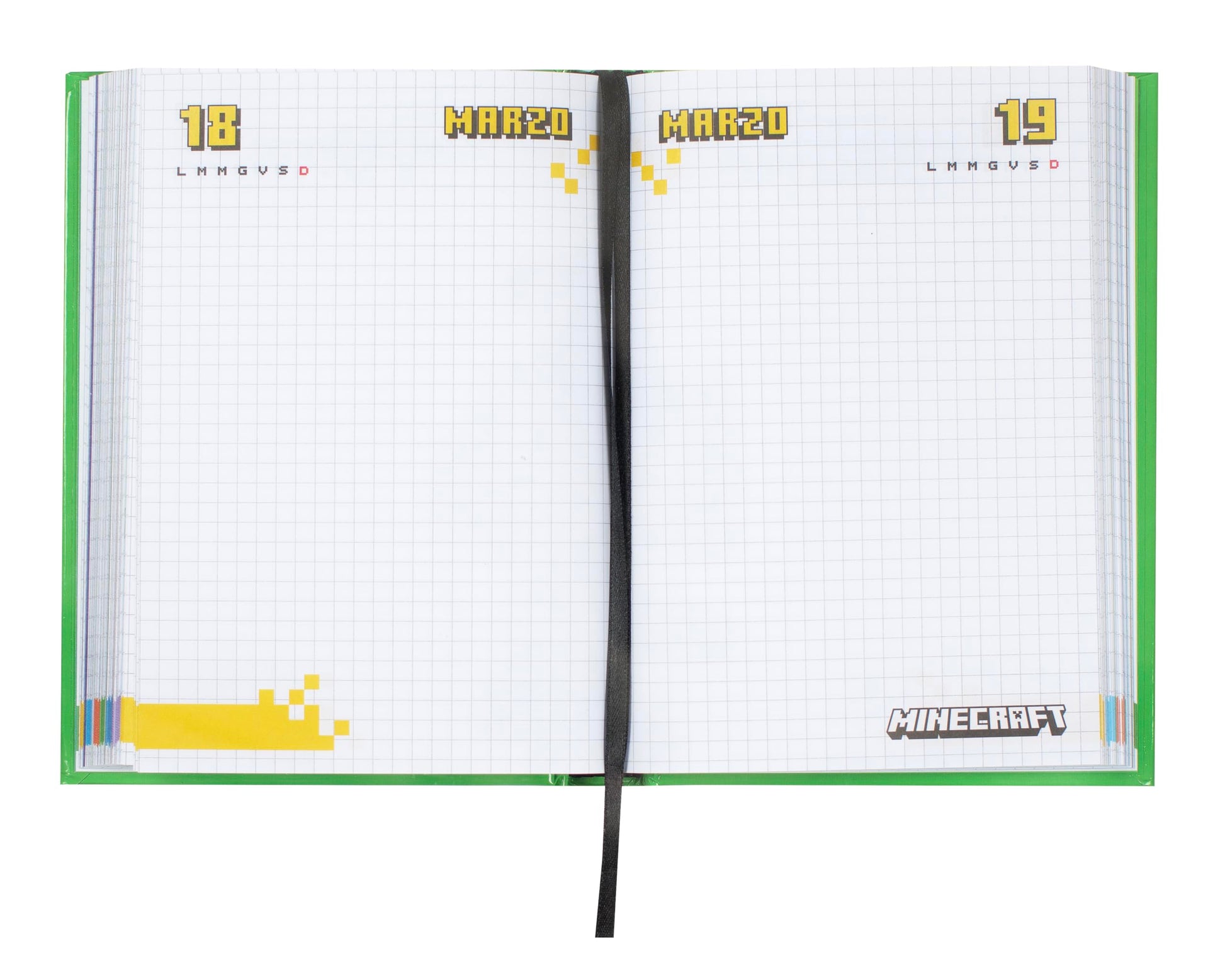 MINECRAFT - Diario Scuola, Agenda Giornaliera 12 Mesi per Bambini e Ragazzi, con Copertina Imbottita, 320 Pagine Colorate, Ideale per Scuola Elementare e Media, 13x17.8 cm, Faces Pixel (25561968)