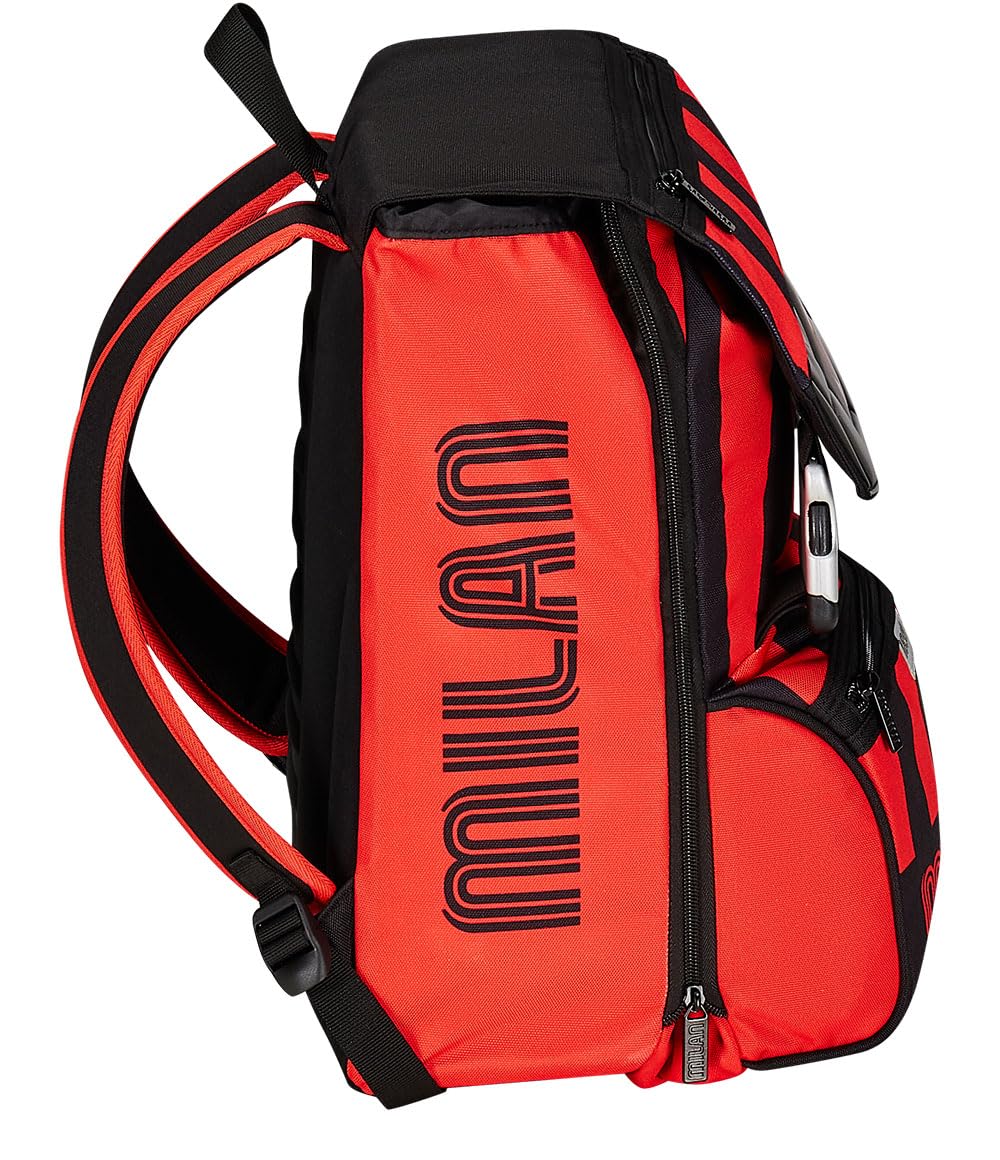 Seven Zaino Scuola Estensibile A.C. MILAN Calcio - PATH OF VICTORY, Nero Rosso - Zaino Doppio Scomparto Sdoppiabile Tramite Zip e Con Tasca Porta Borraccia, Zaino Bambino (25600199)