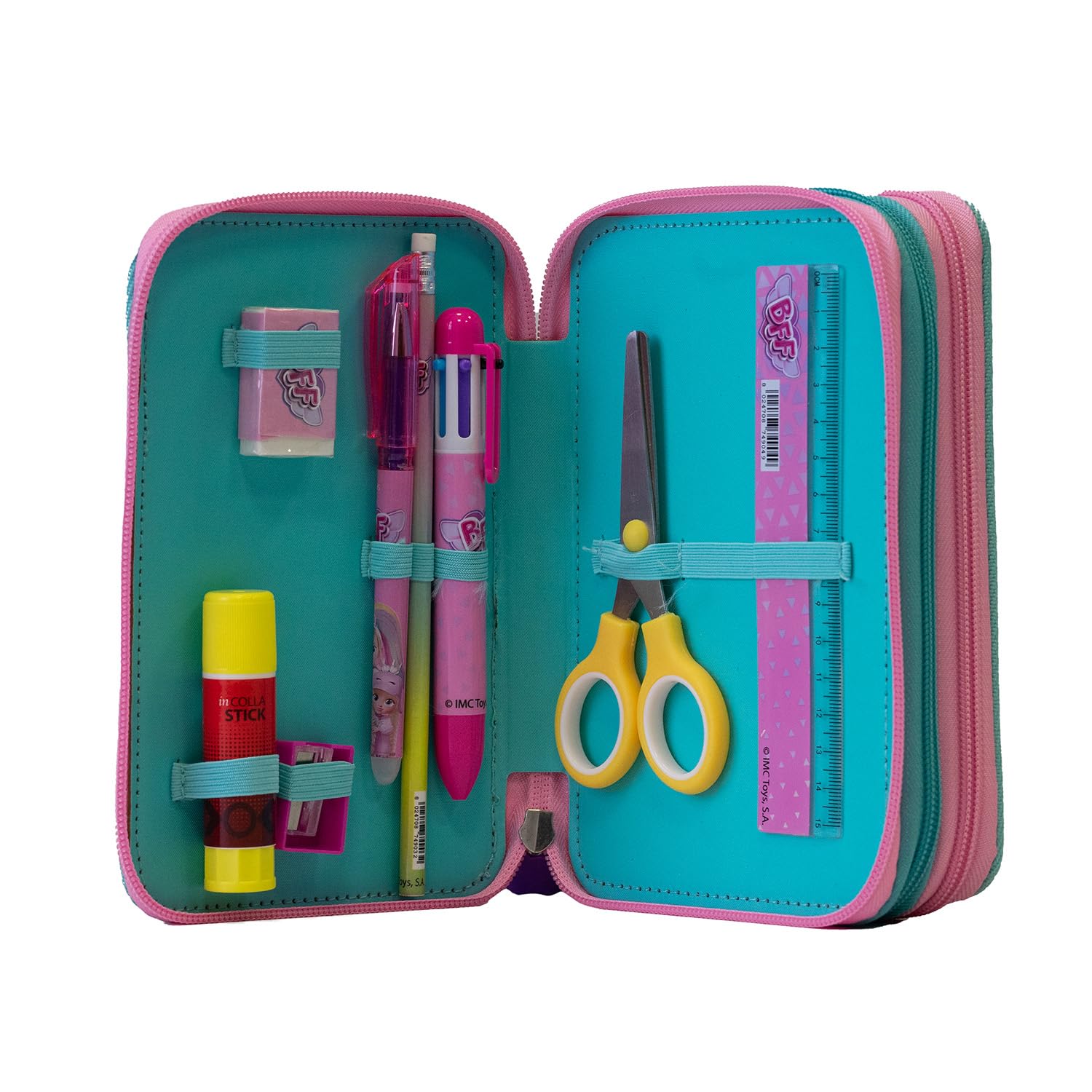 Maricart | Astuccio a Tre Scomparti per Bambina da Scuola Elementare, Astuccio Completo di 44 Pezzi a Tre Zip con Portapenne – BFF by Cry Babies (25534310)