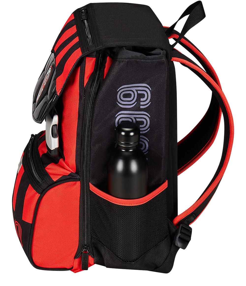 Seven Zaino Scuola Estensibile A.C. MILAN Calcio - PATH OF VICTORY, Nero Rosso - Zaino Doppio Scomparto Sdoppiabile Tramite Zip e Con Tasca Porta Borraccia, Zaino Bambino (25600203)