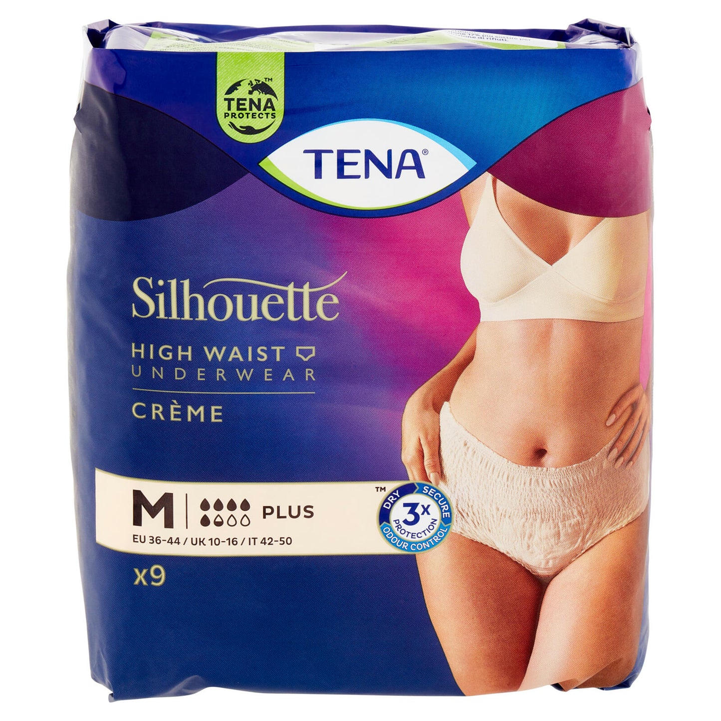 Tena Silhouette High Waist Underwear Crème Plus M 9 pz