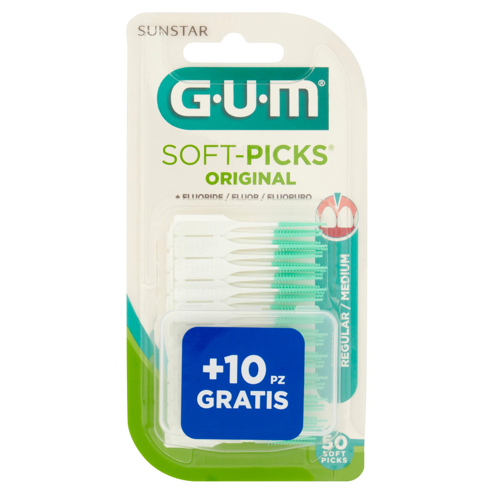 Gum Soft-Picks Original + Fluoruro Regular/Medium 40 + 10 pz