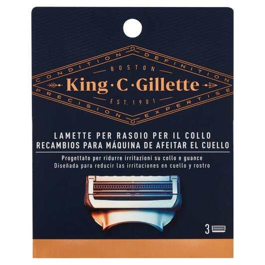 King C. Gillette Lamette di Ricambio per Rasoio da Uomo per il Collo 3 Ricariche