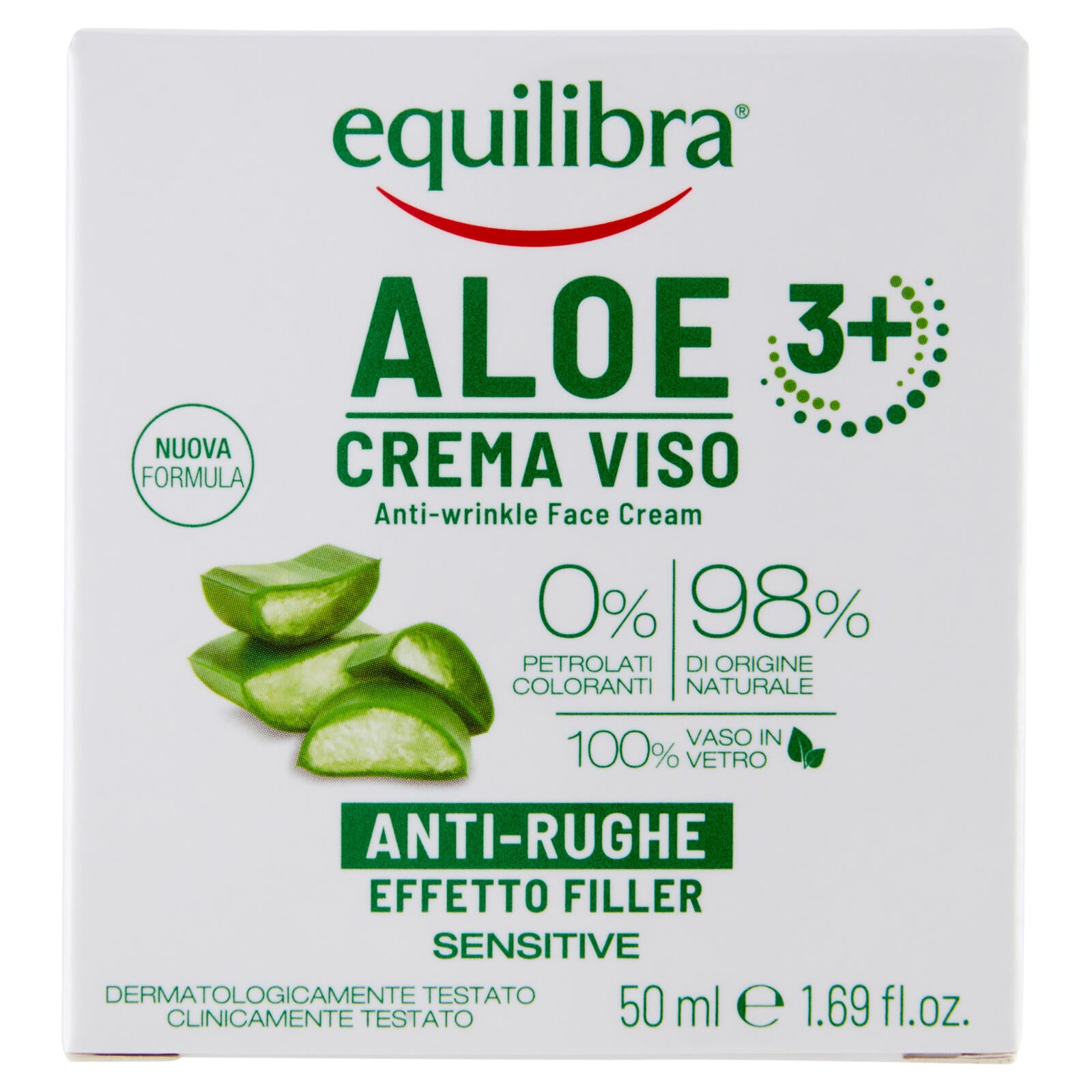 equilibra Aloe 3+ Crema Viso Anti-Rughe Effetto Filler 50 ml