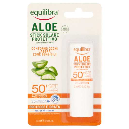 equilibra Aloe Stick Solare Protettivo 50⁺ SPF Protezione Molto Alta 12 ml