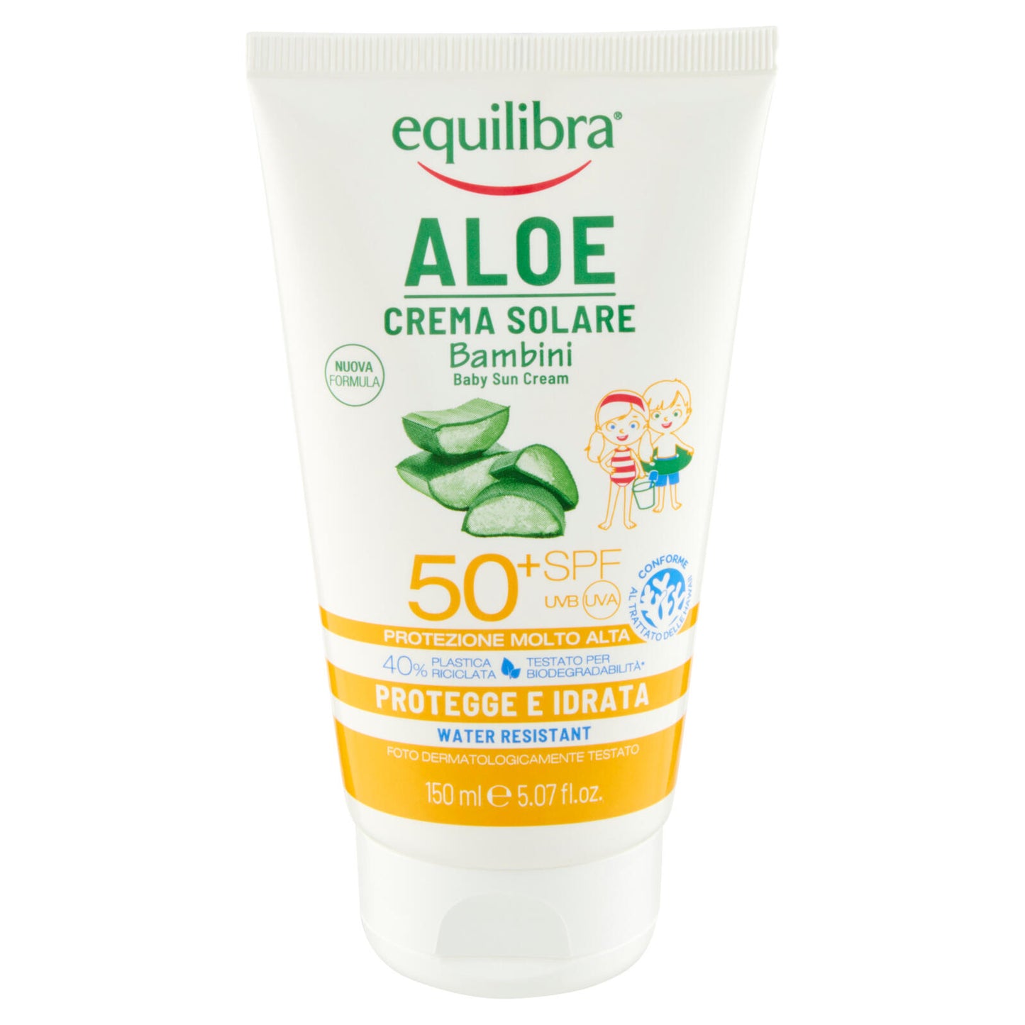 equilibra Aloe Crema Solare Bambini 50⁺ SPF Protezione Molto Alta 150 ml