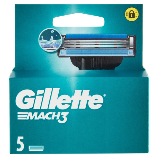Gillette Mach3 Lamette di ricambio per Rasoio da Uomo, 5 Ricariche