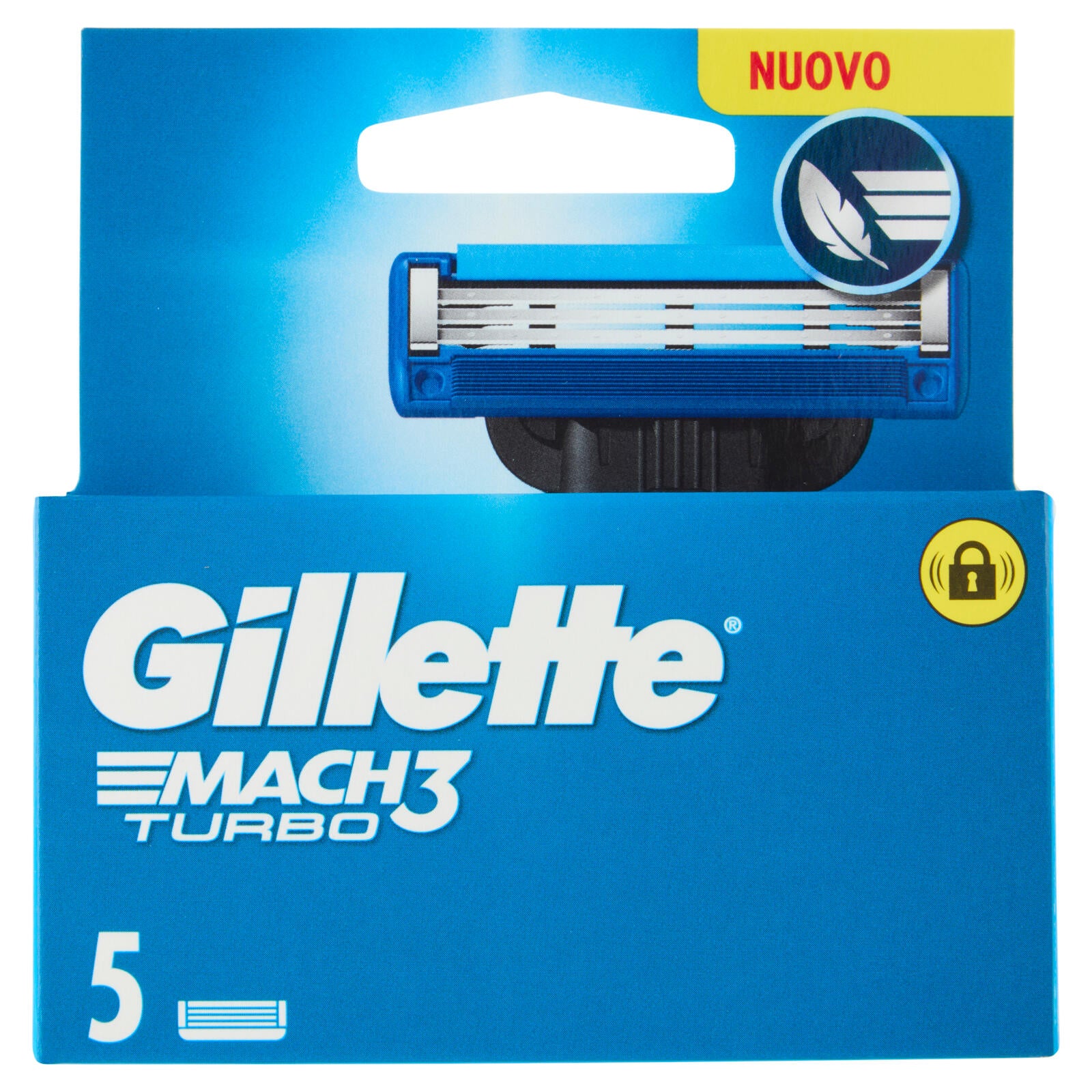 Gillette Mach3 Turbo Lamette di ricambio per Rasoio da Uomo, 5 Ricariche (25530544)