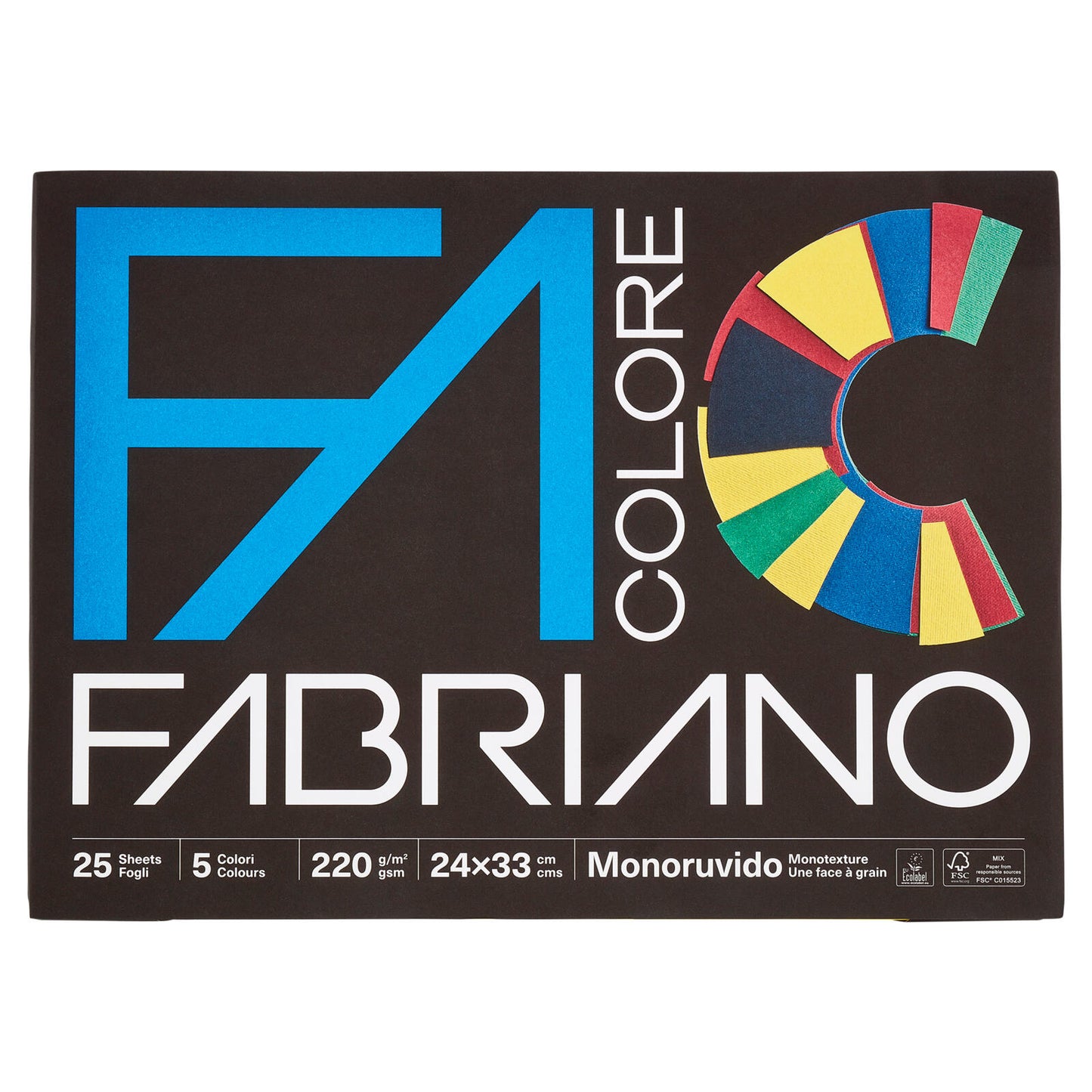 Fabriano Colore 220 g/m² 24x33 cm Monoruvido 5 Colori 25 Fogli (25528388)