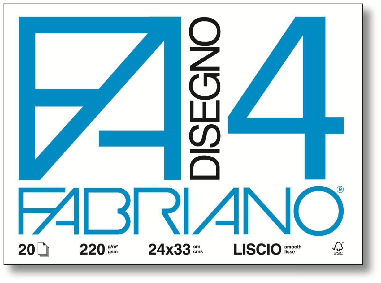 Blocco Fabriano F.4 20 fg. 24x33 Liscio 220 gr. pz. 1 (25520784)