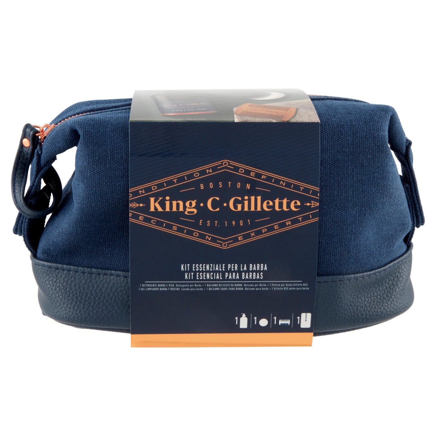 King C. Gillette Astuccio Regalo Cura Barba: Detergente 350 ml+Balsamo Delicato 100 ml+Pettine Barba