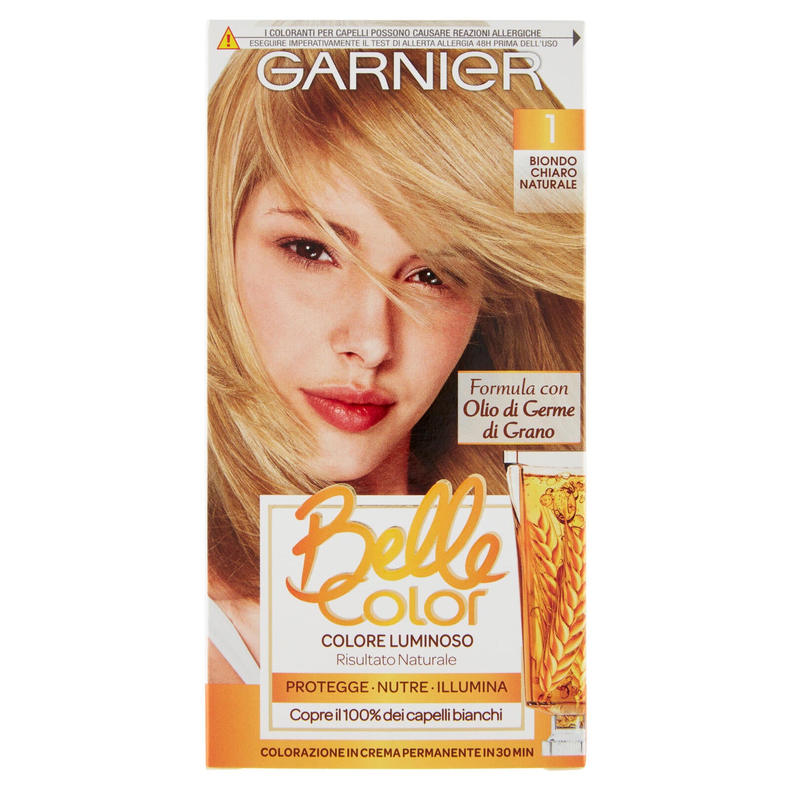 Garnier Belle Color Colore Luminoso, Tinta per Capelli Bianchi 1 Biondo Chiaro Naturale