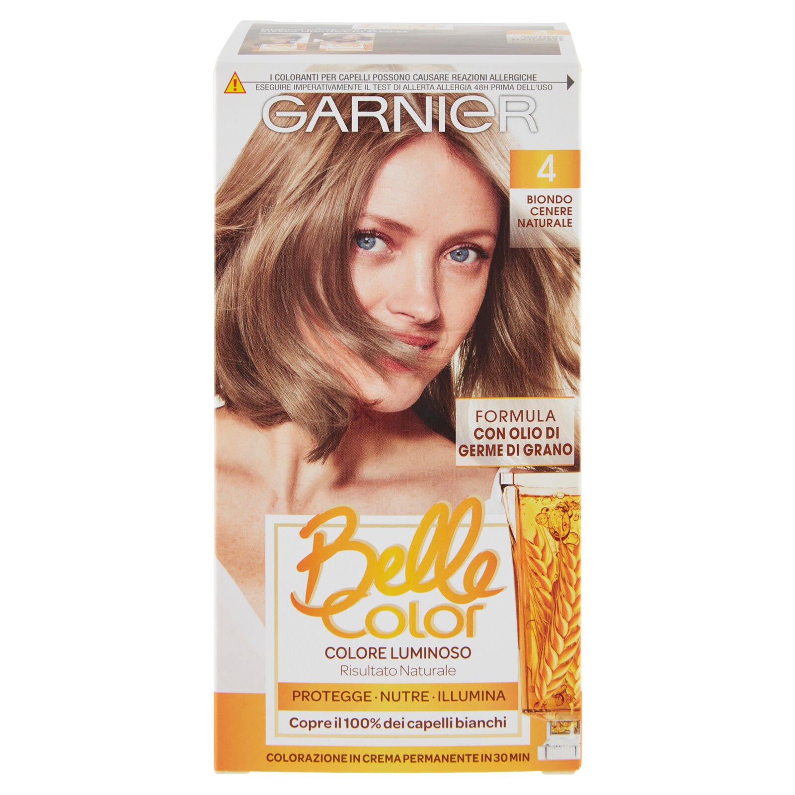 Garnier Belle Color Colore Luminoso, Tinta per Capelli Bianchi 4 Biondo Cenere Naturale