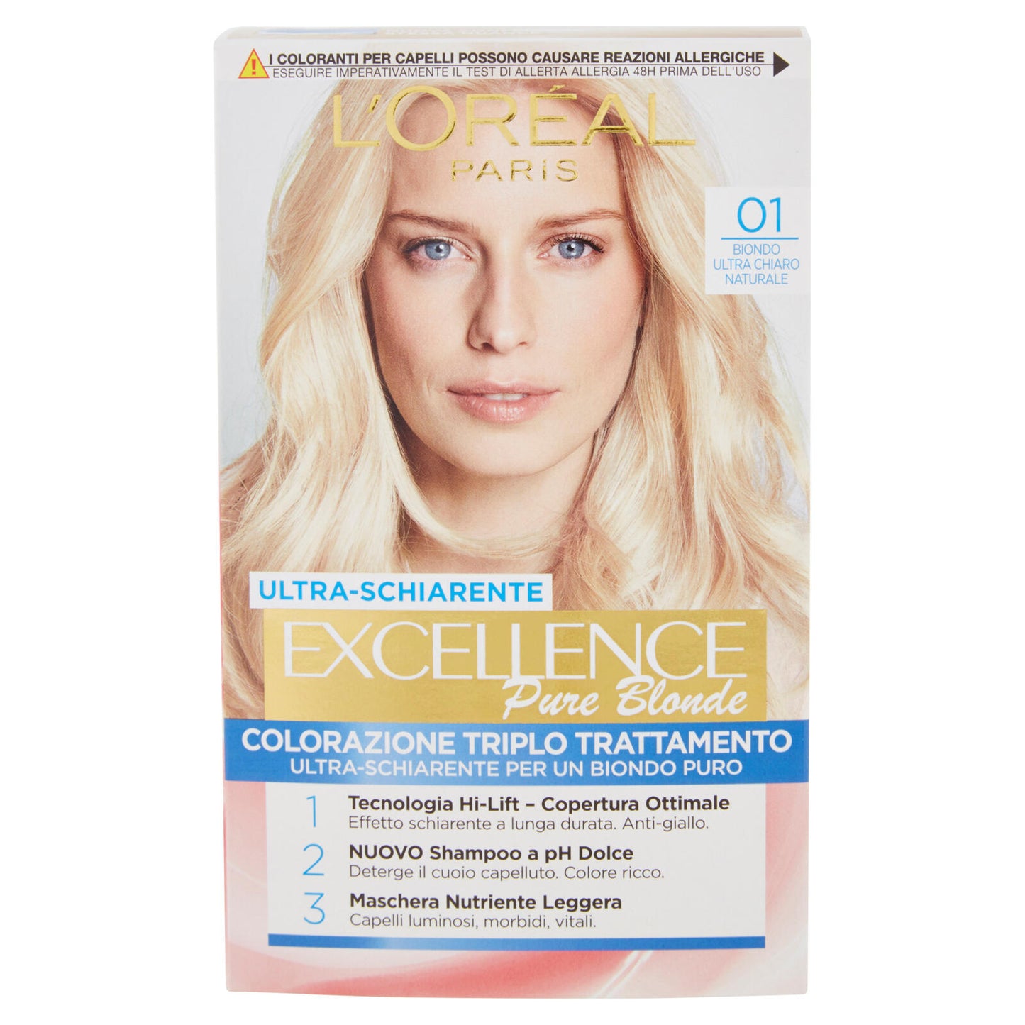 L'Oréal Paris Excellence Crema colorante triplo trattamento avanzato, 01 Biondo UltraChiaro Naturale