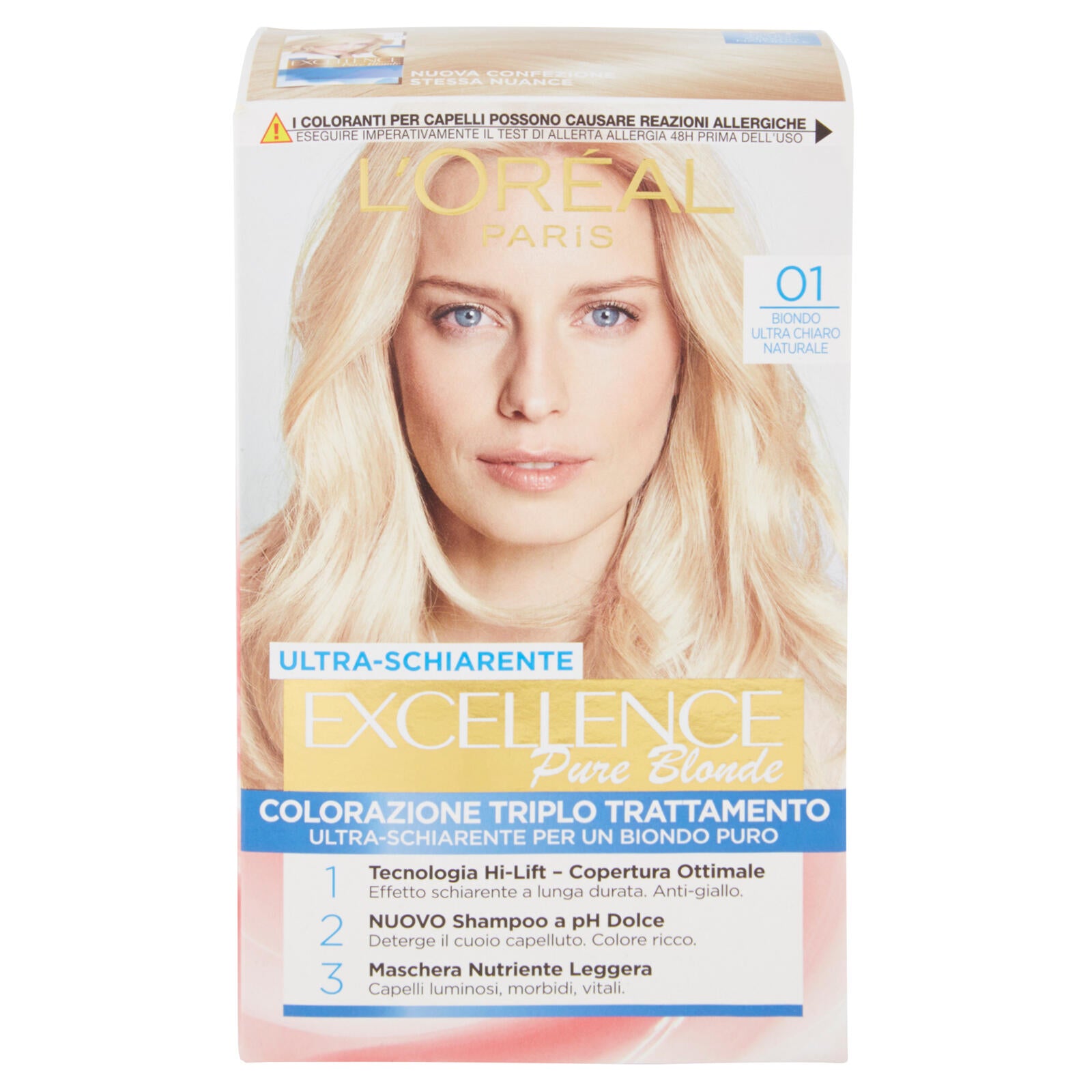 L'Oréal Paris Excellence Crema colorante triplo trattamento avanzato, 01 Biondo UltraChiaro Naturale