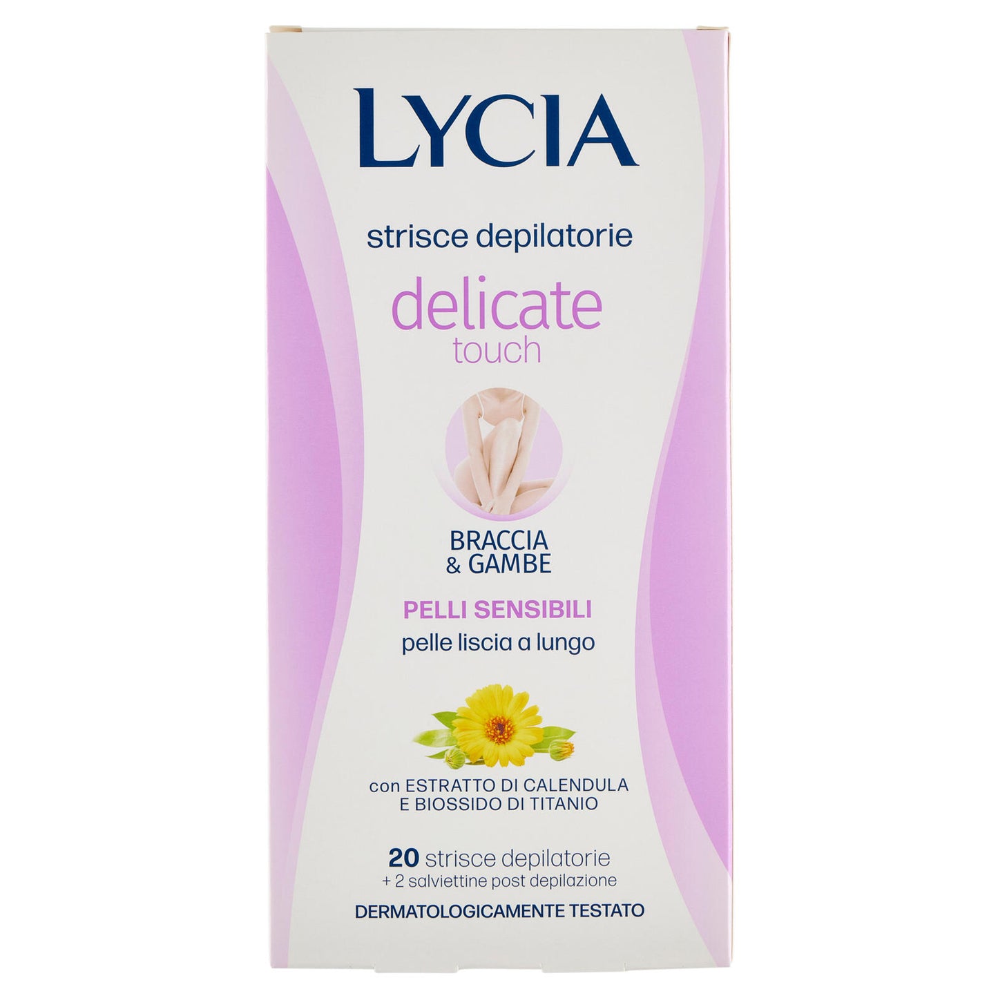 Lycia delicate touch strisce depilatorie Braccia & Gambe Pelli Sensibili 20 strisce + 2 salviettine (25533911)