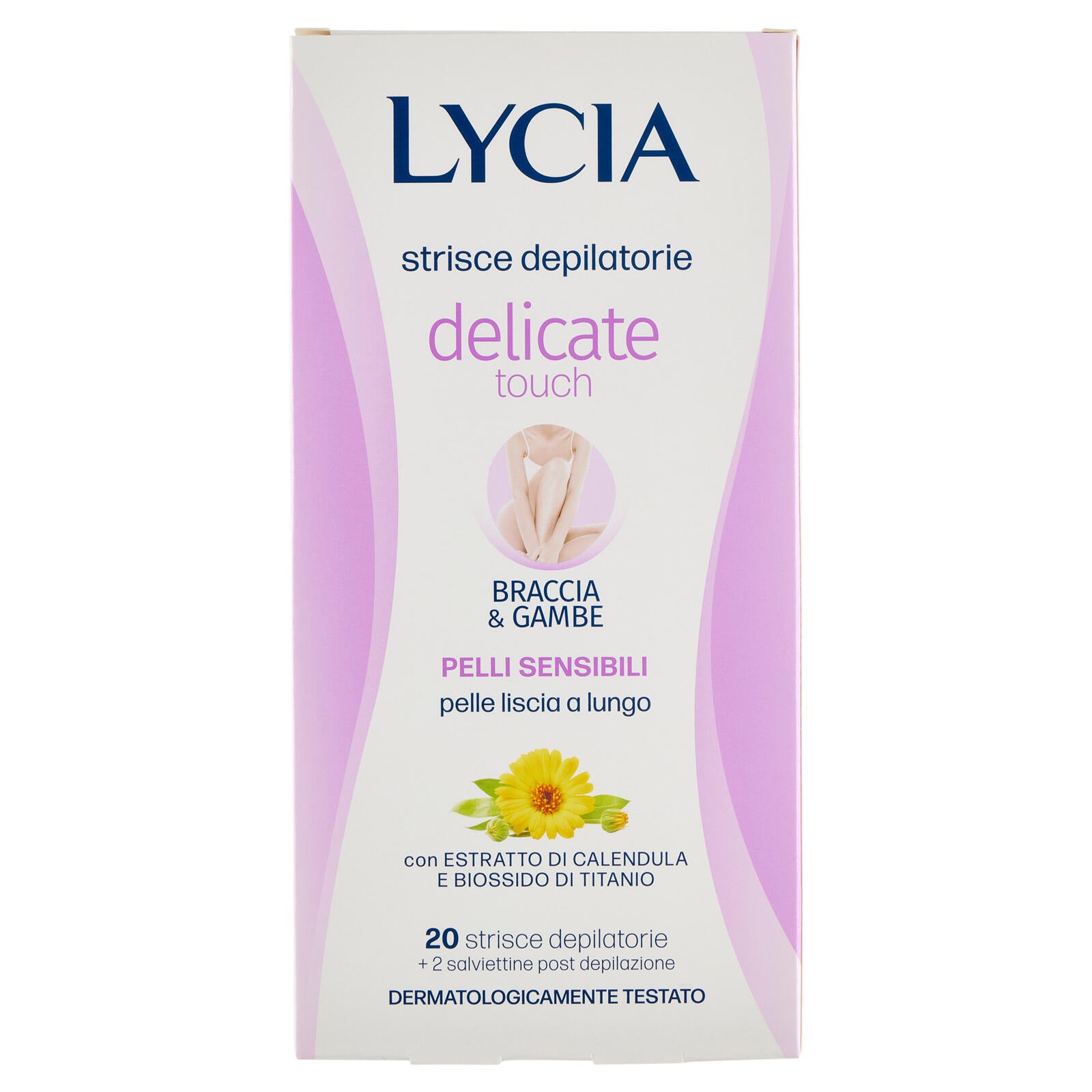 Lycia delicate touch strisce depilatorie Braccia & Gambe Pelli Sensibili 20 strisce + 2 salviettine (25533911)