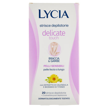 Lycia delicate touch strisce depilatorie Braccia & Gambe Pelli Sensibili 20 strisce + 2 salviettine (25533911)