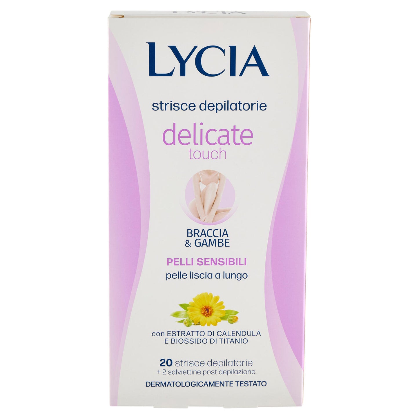 Lycia delicate touch strisce depilatorie Braccia & Gambe Pelli Sensibili 20 strisce + 2 salviettine (25533912)