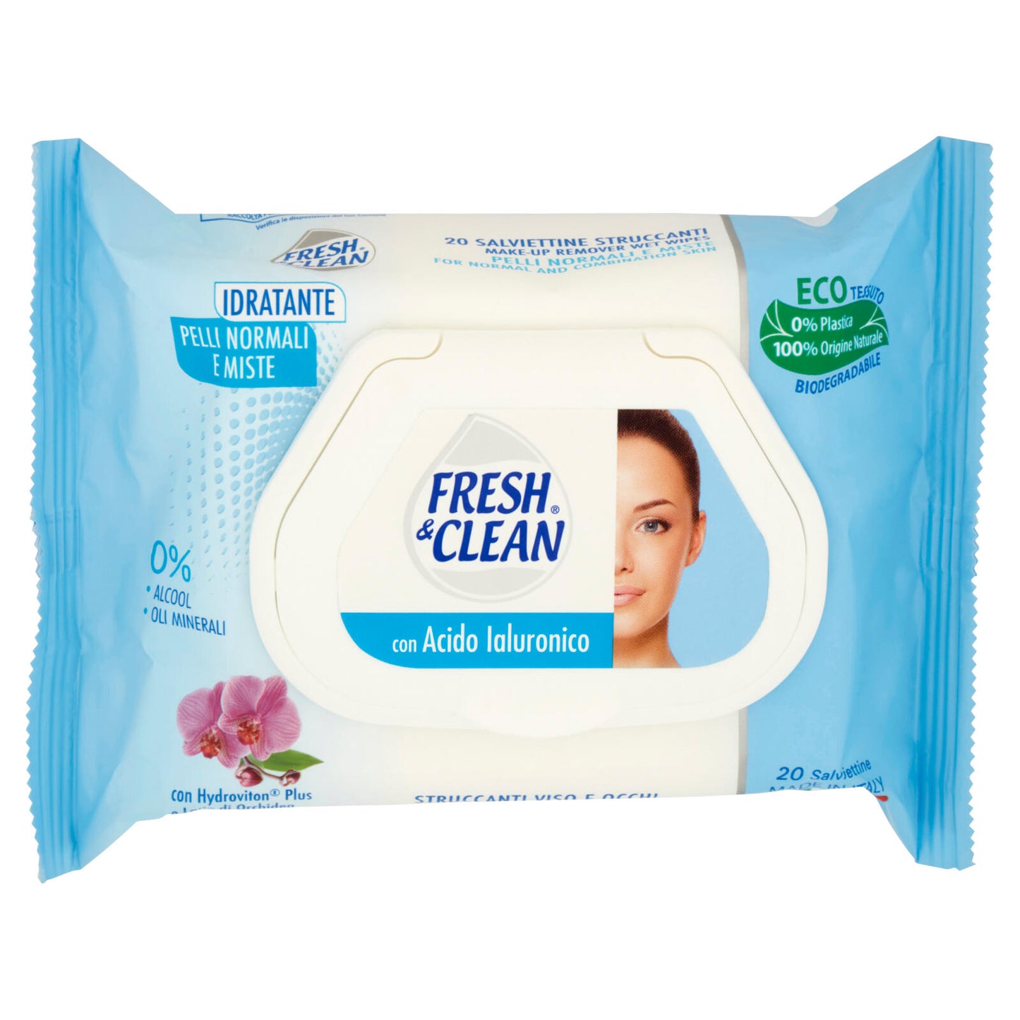 Fresh & Clean con Acido Ialuronico Salviettine Struccanti Pelli Normali e Miste 20 pz (25529877)
