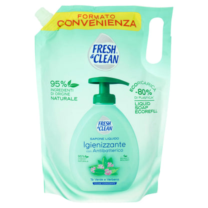 Fresh & Clean Sapone Liquido Igienizzante con Antibatterico Tè Verde e Verbena Ecoricarica 1000 ml (25529897)