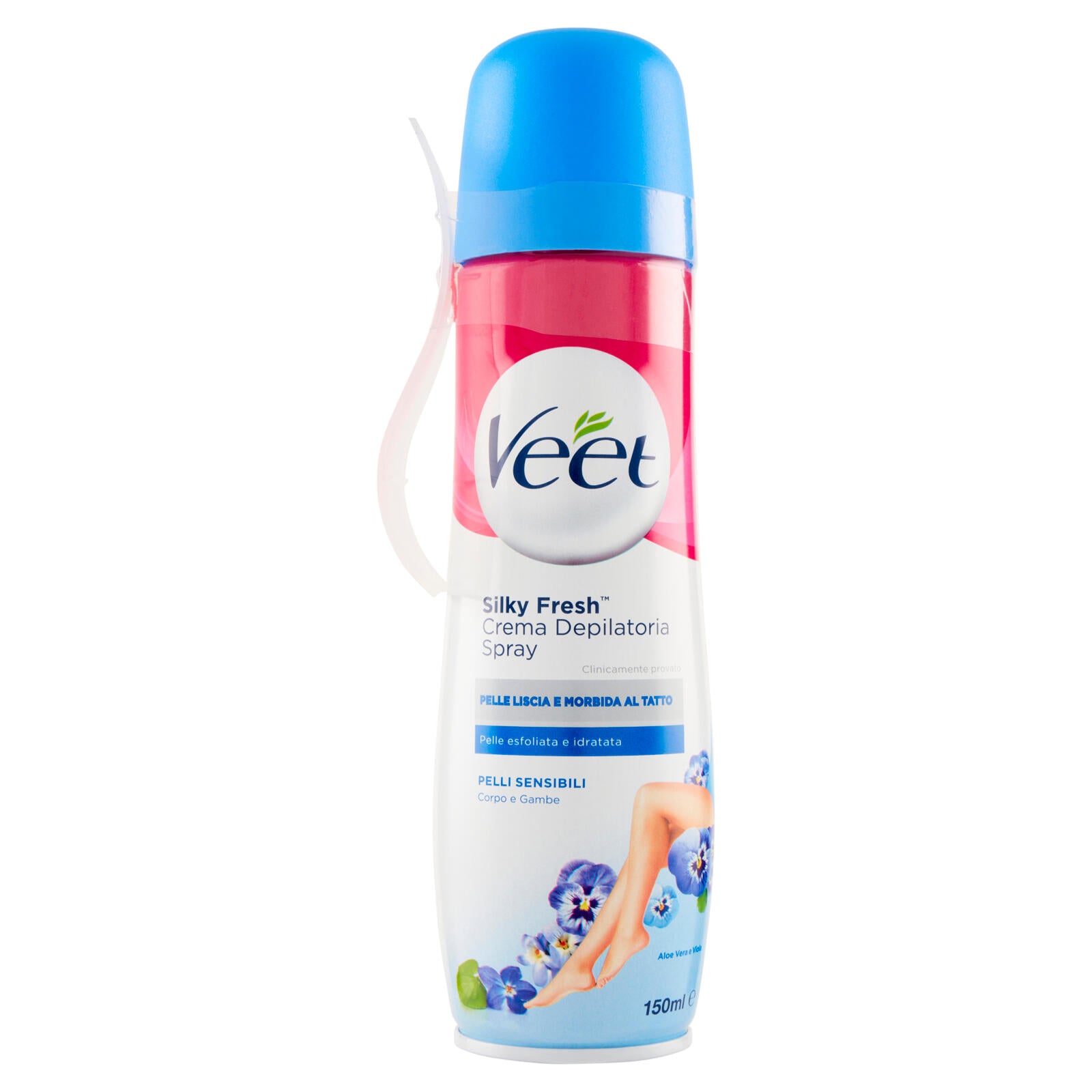 Veet Crema Depilatoria Pelli Sensibili in Spray, Per Corpo Gambe, Ascelle e Zona Bikini, 150 ml (25613311)