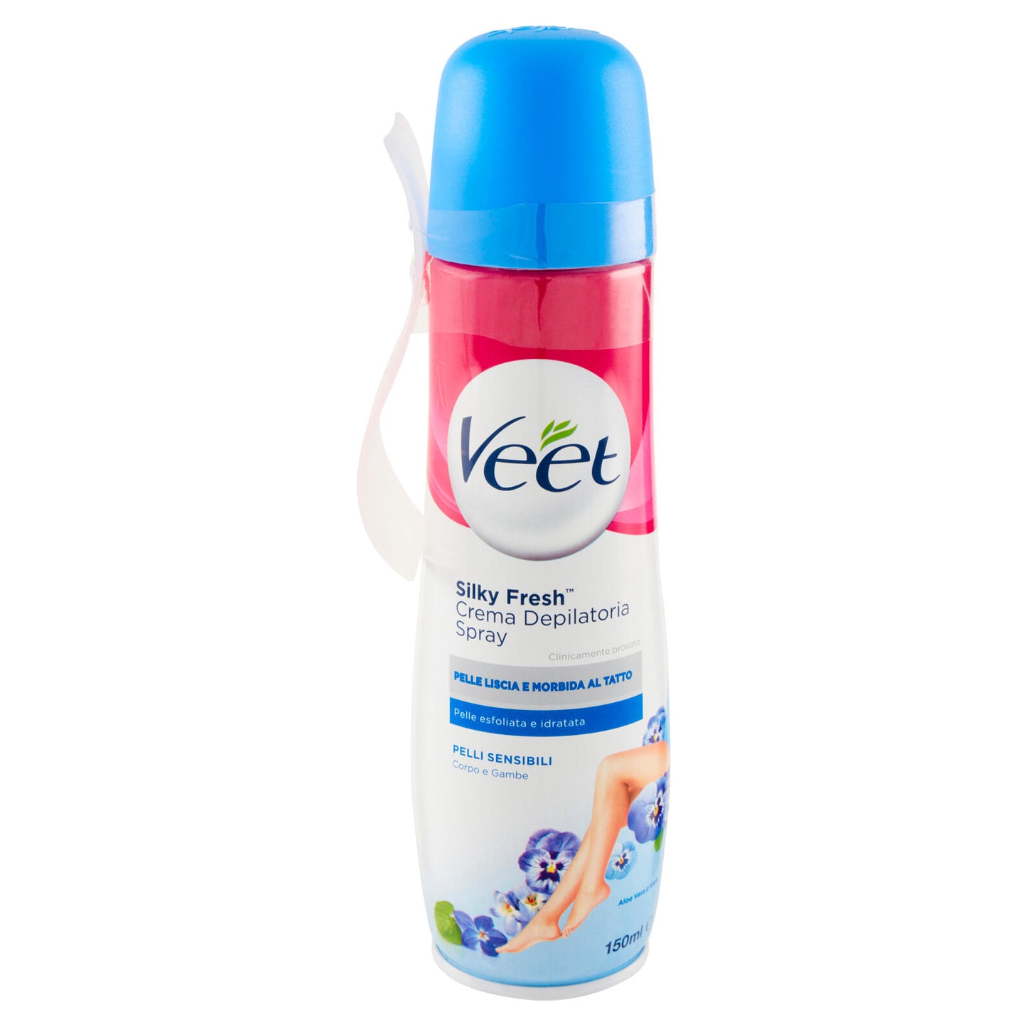 Veet Crema Depilatoria Pelli Sensibili in Spray, Per Corpo Gambe, Ascelle e Zona Bikini, 150 ml