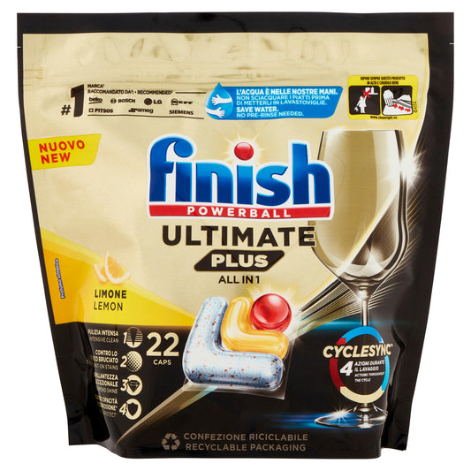 Finish Ultimate Plus All In One Lemon pastiglie lavastoviglie 22 lavaggi 268,4 g