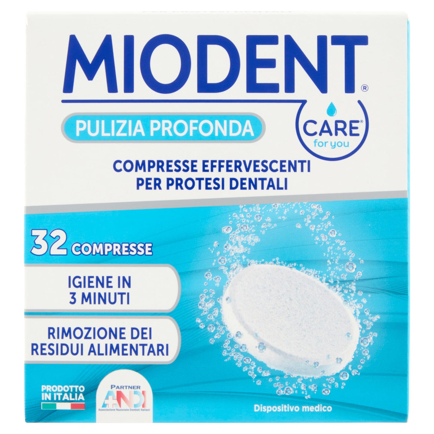 Miodent Care for you Pulizia Profonda Compresse Effervescenti per Protesi Dentali 32 pz