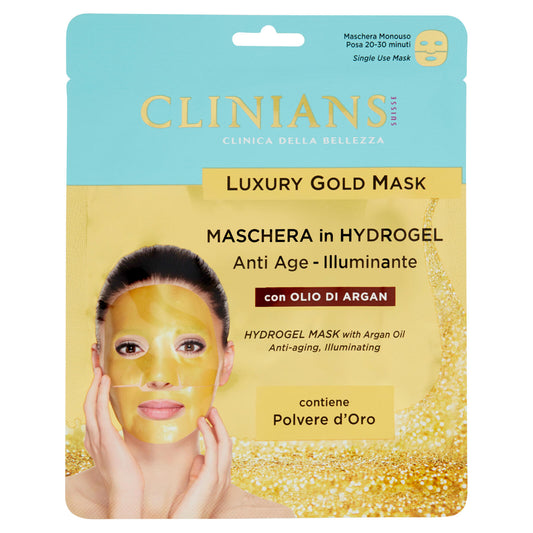 Clinians Luxury Gold Mask Maschera in Hydrogel Anti Age - Illuminante con Olio di Argan 25 g