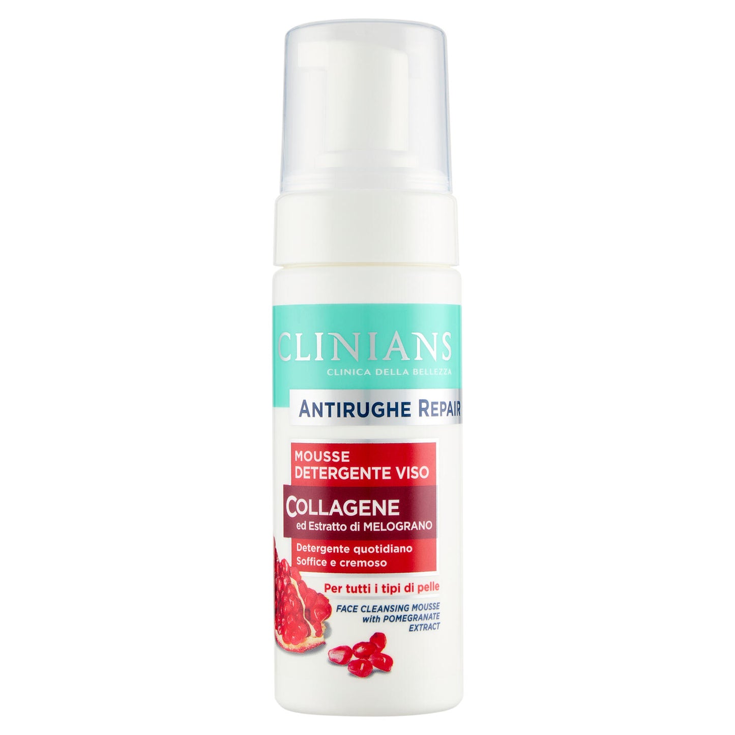 Clinians Antirughe Repair Mousse Detergente Viso Collagene ed Estratto di Melograno 150 mL (25523002)