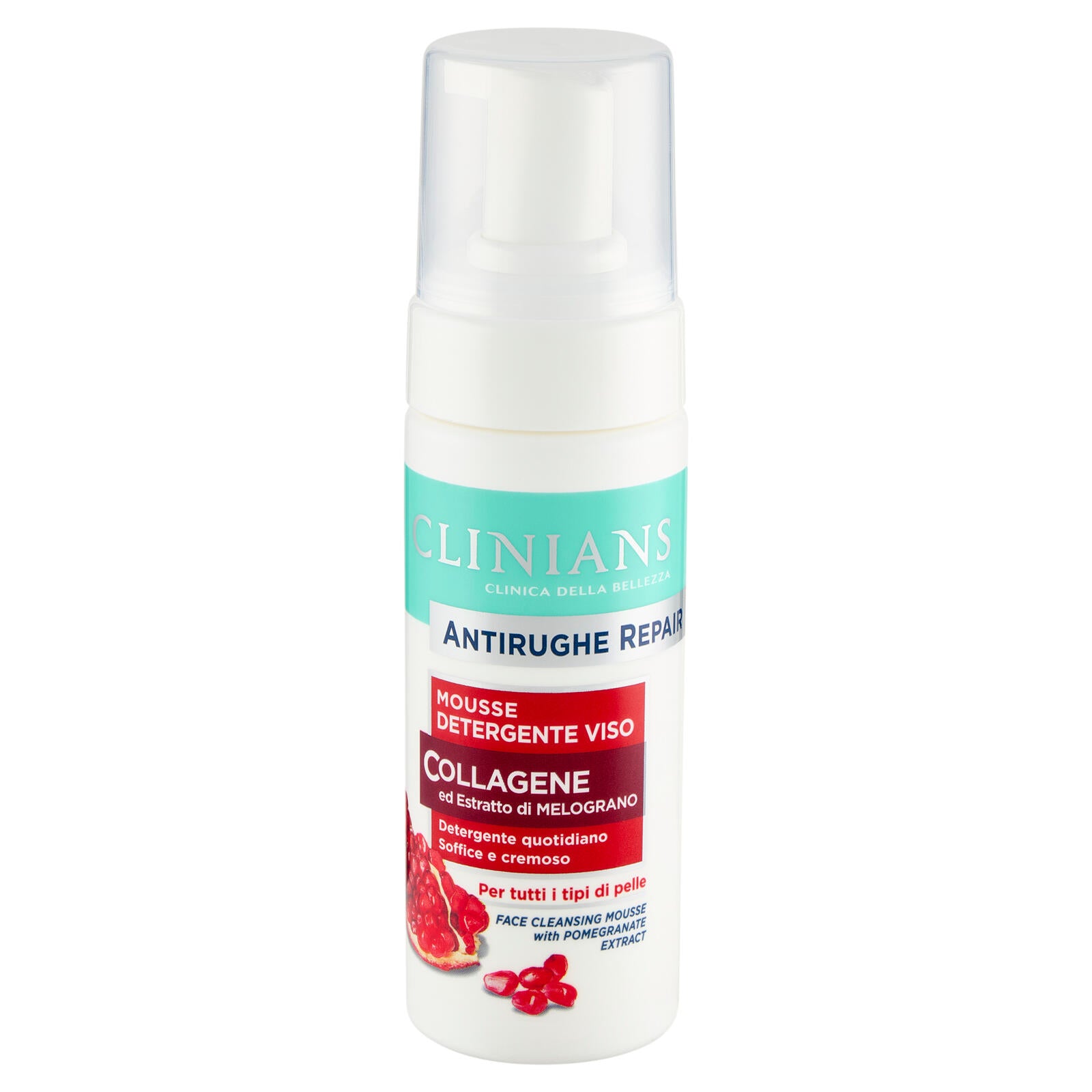 Clinians Antirughe Repair Mousse Detergente Viso Collagene ed Estratto di Melograno 150 mL (25523003)