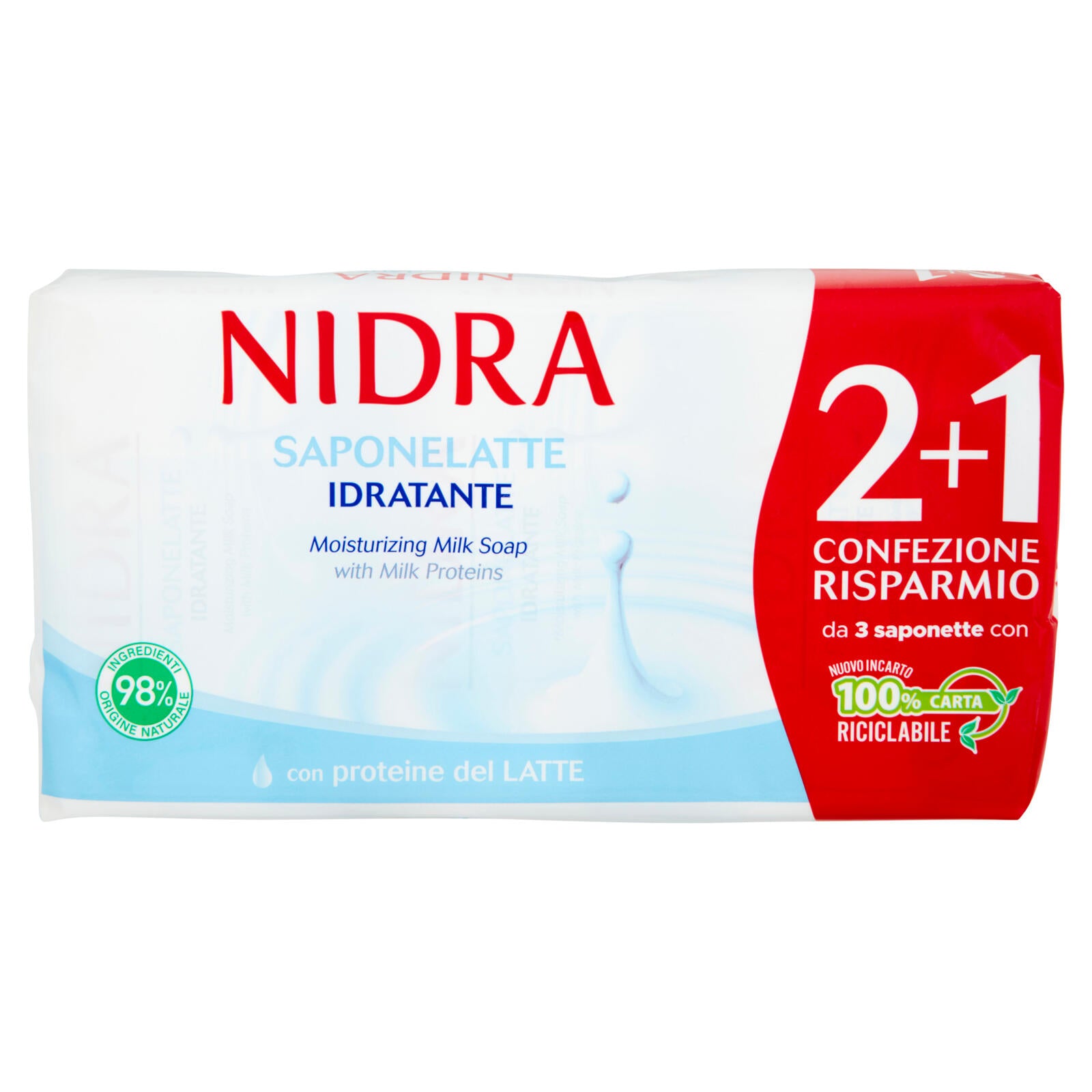 Nidra Saponelatte Idratante con proteine del Latte 3 x 90 g