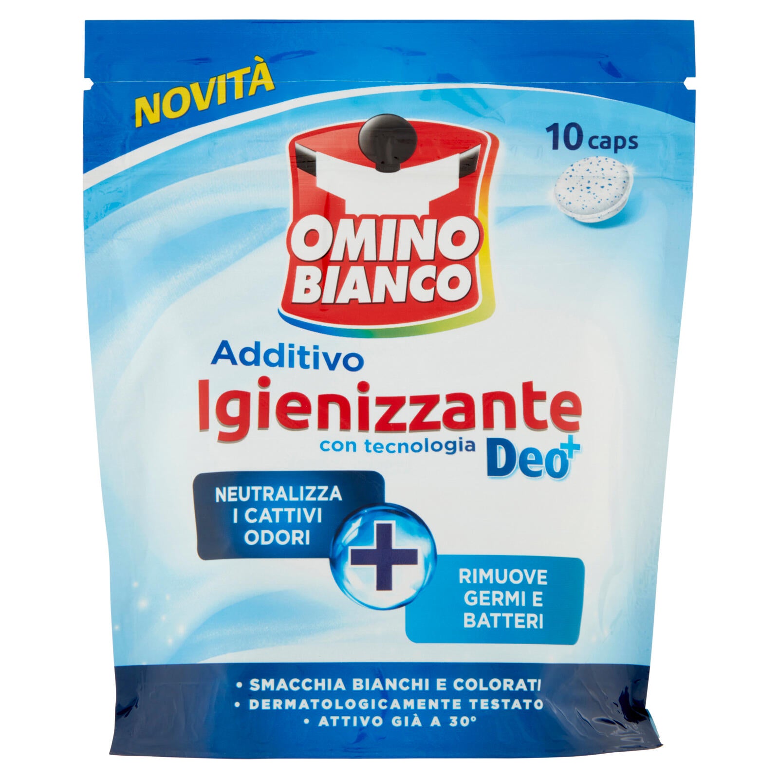Omino Bianco, Idrocaps Igienizzante Deo+, Rimuove i Germi ed Elimina i Cattivi Odori, Caps, 10pz