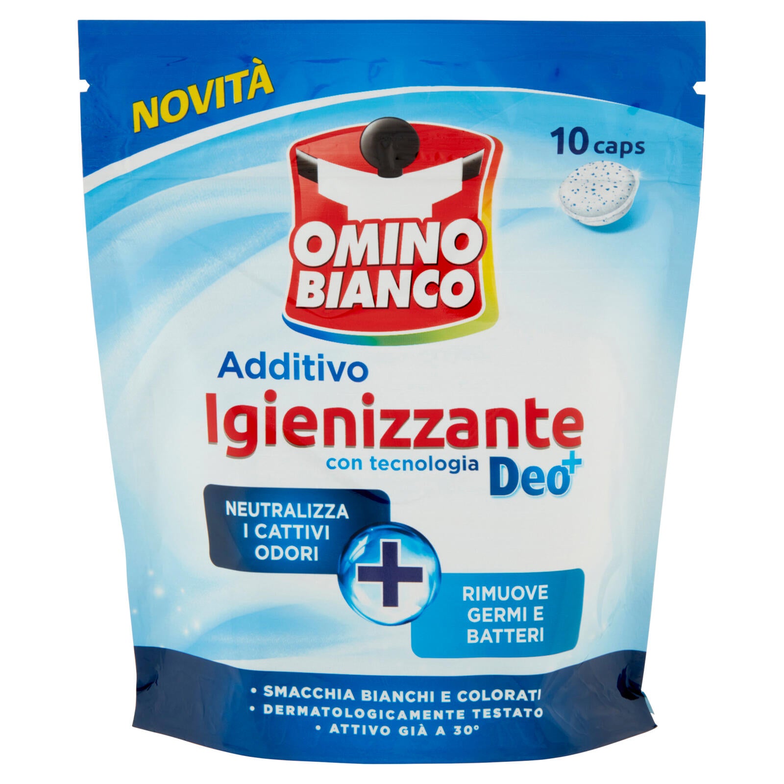 Omino Bianco, Idrocaps Igienizzante Deo+, Rimuove i Germi ed Elimina i Cattivi Odori, Caps, 10pz