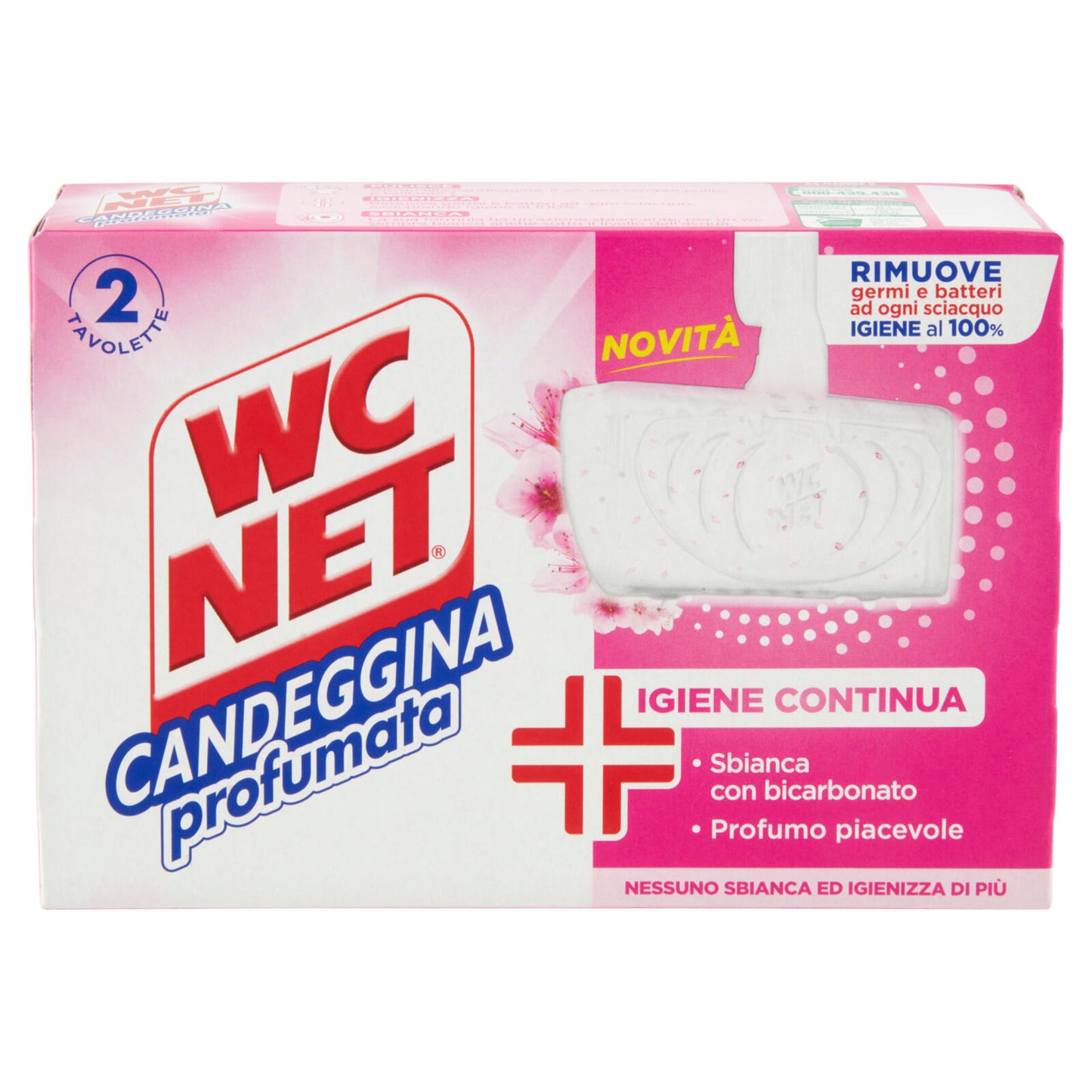 Wc Net - Tavoletta Candeggina Profumata 3 Effect, Azione Pulente e Sbiancante, Flower Fresh, 2 pz