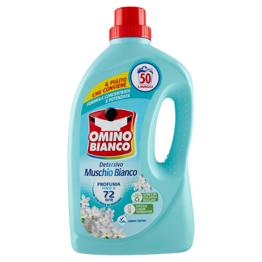 Omino Bianco Detersivo Lavatrice Liquido Muschio Bianco 50 Lavaggi 2000 ml