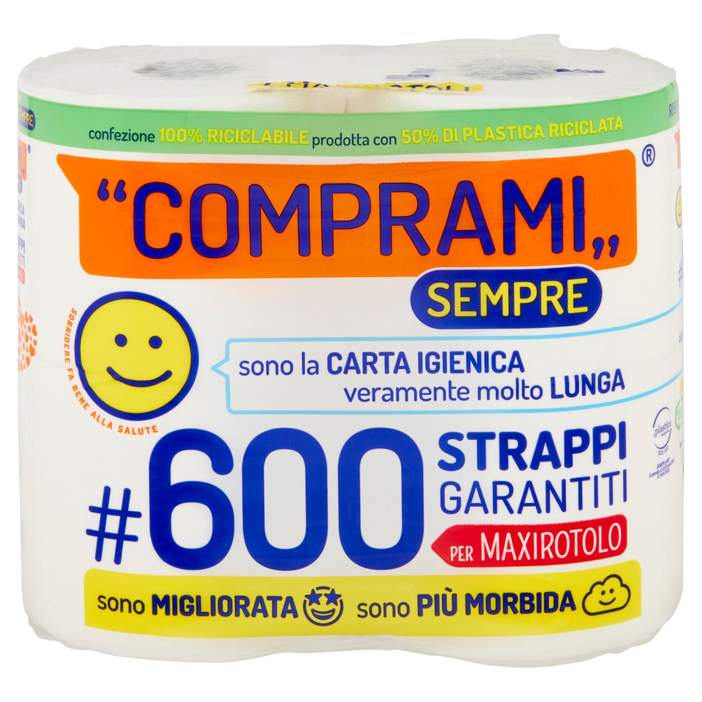 Comprami Sempre Carta Igienica #600 Strappi Maxirotoli 4 pz